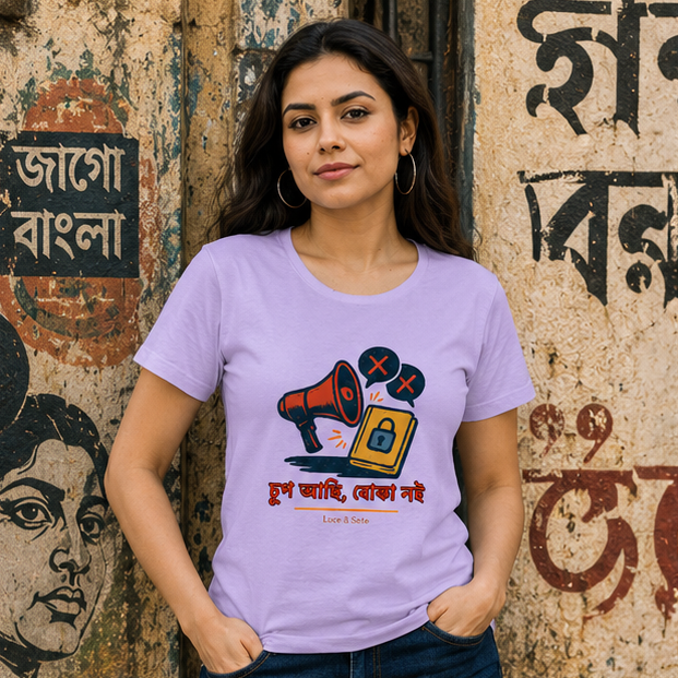 LUCE & SETE GPT mockup 1 - চুপ আছি, বোকার নাই Classic Graphic T-Shirt for Women | Bold Bengali Statement T-Shirt - 560_9393370202349_womens-classic-t-shirt-93_BENGALI_GRID_20260607_182544_01_row1_col1.png