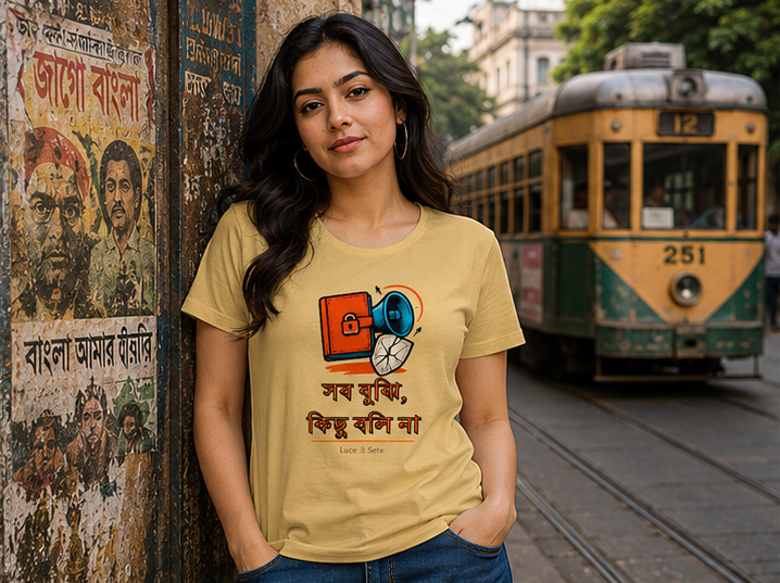 LUCE & SETE GPT mockup 1 - সব বুঝি, কিছু বলি না Classic Graphic T-Shirt for Women | Bengali Attitude Streetwear - 560_9393370366189_womens-classic-t-shirt-98_BENGALI_GRID_20260607_182830_01_row1_col1.png