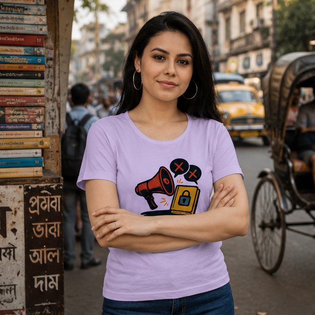 LUCE & SETE GPT mockup 1 - চুপ আছি, বোকার নাই Classic Graphic T-Shirt for Women | Bold Bengali Streetwear - 567_9393370202349_womens-classic-t-shirt-93_BENGALI_GRID_20260607_201647_01_row1_col1.png