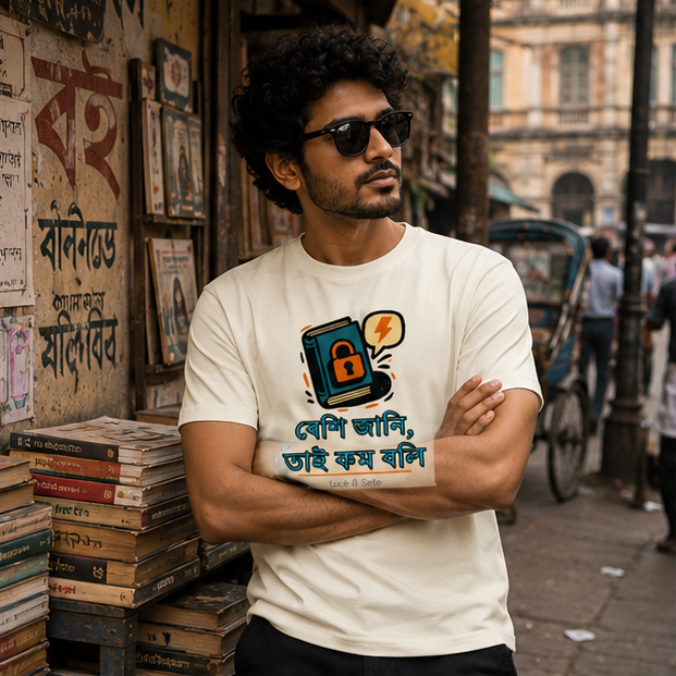 LUCE & SETE GPT mockup 1 - বেশি জানি, তাই কম বলি Classic Graphic T-Shirt for Men | Bengali Attitude Streetwear - 567_9393405526253_unisex-classic-crew-t-shirt-91_BENGALI_GRID_20260608_094454_01_row1_col1.png