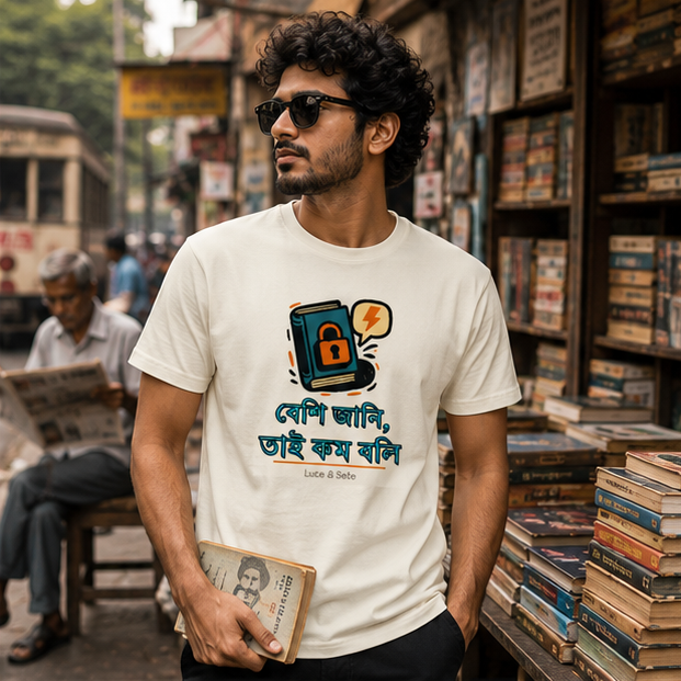 LUCE & SETE GPT mockup 1 - বেশি জানি, তাই কম বলি Classic Graphic T-Shirt for Men | Bengali Attitude Streetwear - 567_9393405526253_unisex-classic-crew-t-shirt-91_BENGALI_GRID_20260608_094454_02_row1_col2.png