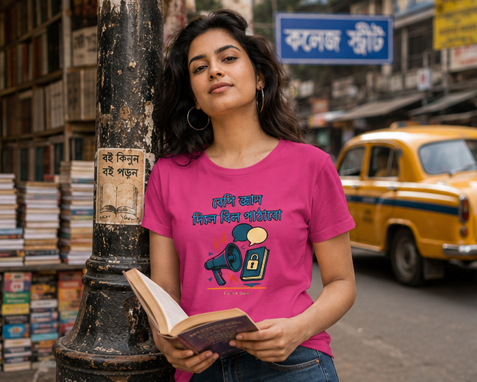 LUCE & SETE GPT mockup 1 - Sarcastic Bengali Statement Classic Graphic T-Shirt for Women | Witty Bengali Streetwear - 570_9393370333421_womens-classic-t-shirt-97_BENGALI_GRID_20260607_183852_01_row1_col1.png