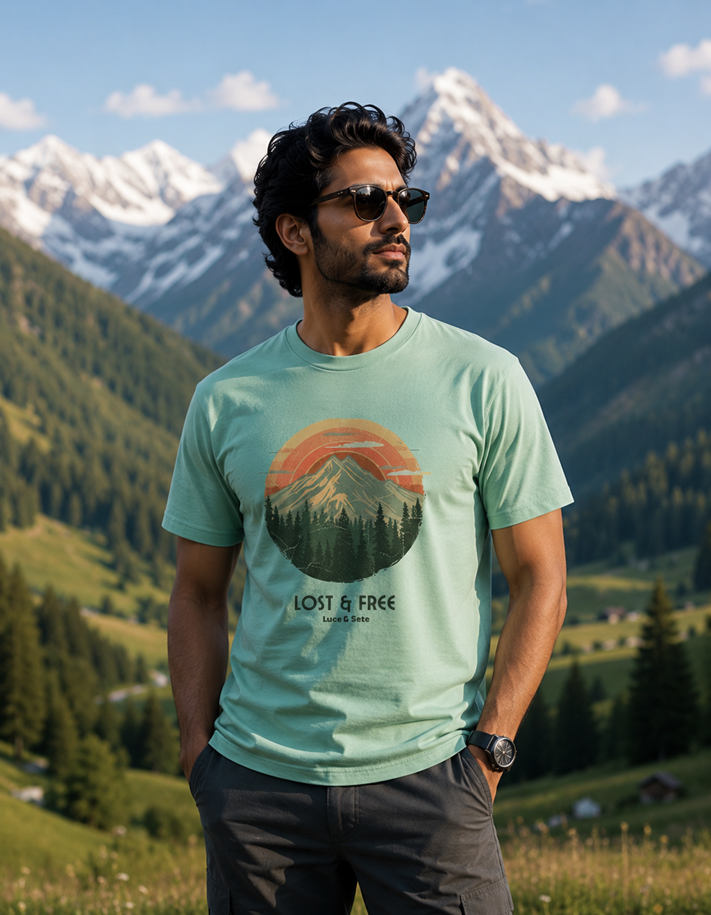 Lost & Free Mountain Adventure Premium Graphic T-Shirt for Men & Women | Travel Streetwear
