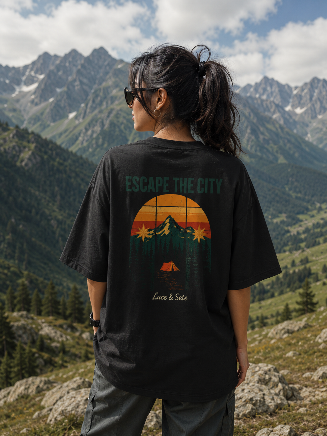 Escape The City Oversized Graphic T-Shirt for Men & Women | Nature Adventure Streetwear