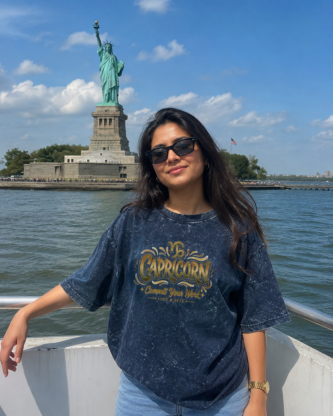 Capricorn Cosmic Commitment Acid Wash Oversized Graphic T-Shirt for Men & Women | Zodiac Streetwear