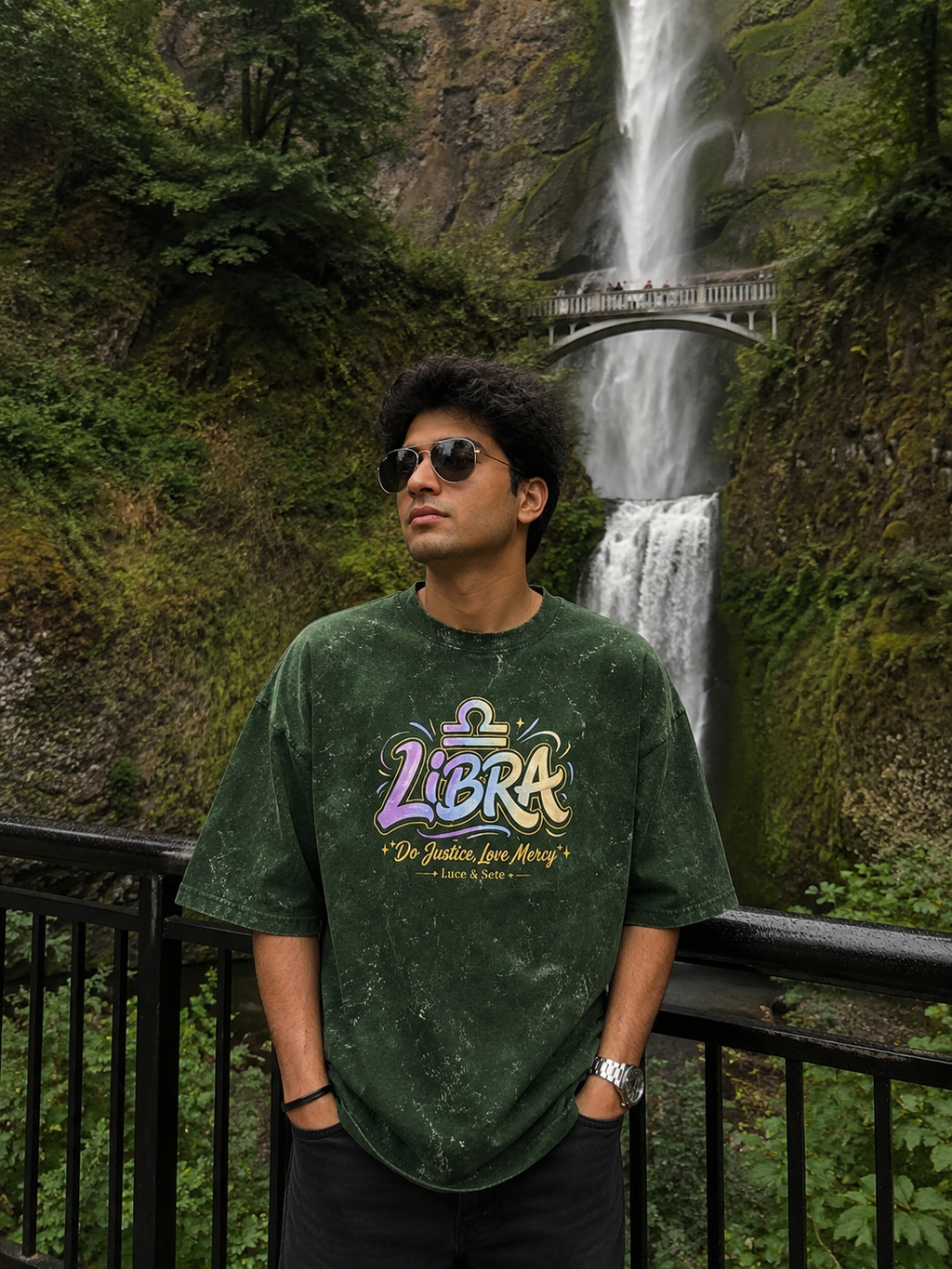 Libra Zodiac Statement Acid Wash Oversized Graphic T-Shirt for Men & Women | Cosmic Justice Streetwear