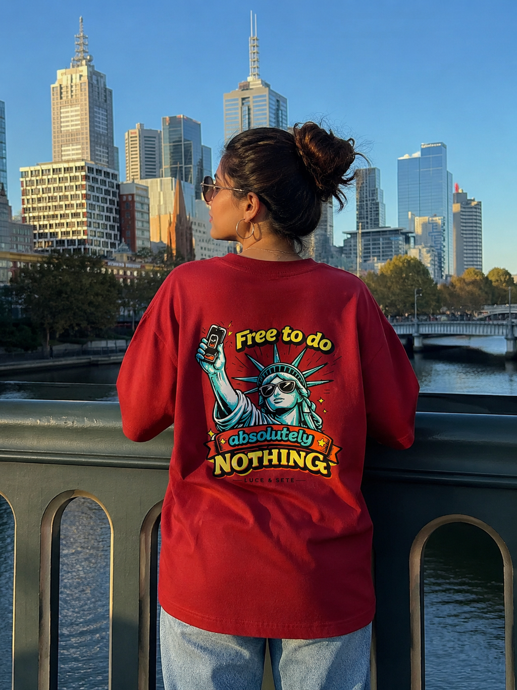 Free to Do Absolutely Nothing Oversized Graphic T-Shirt for Men & Women | Carefree Travel Streetwear