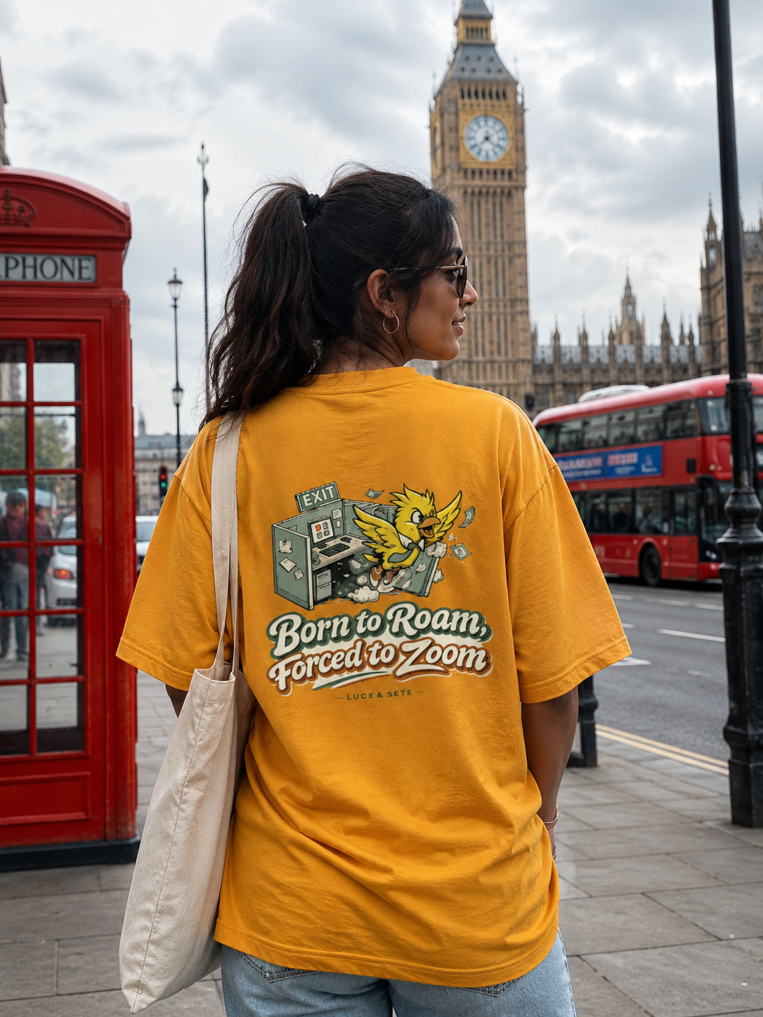 Born to Roam, Forced to Zoom Oversized Graphic T-Shirt for Men & Women | Travel Freedom Streetwear