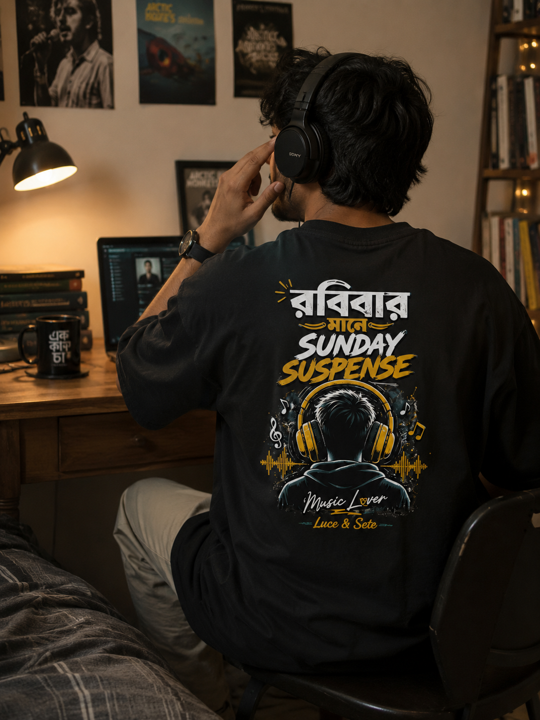 Sunday Suspense Bengali Music Lover Oversized Graphic T-Shirt for Men & Women | Relaxed Streetwear