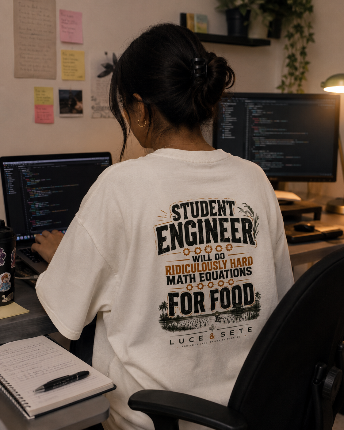Student Engineer Math Hustle Oversized Graphic T-Shirt for Men & Women | Engineer Pride Streetwear