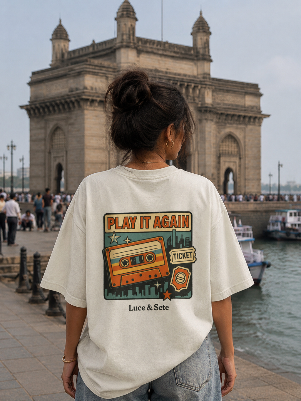 Play It Again Retro Music Nostalgia Oversized Graphic T-Shirt for Men & Women | Vintage Streetwear