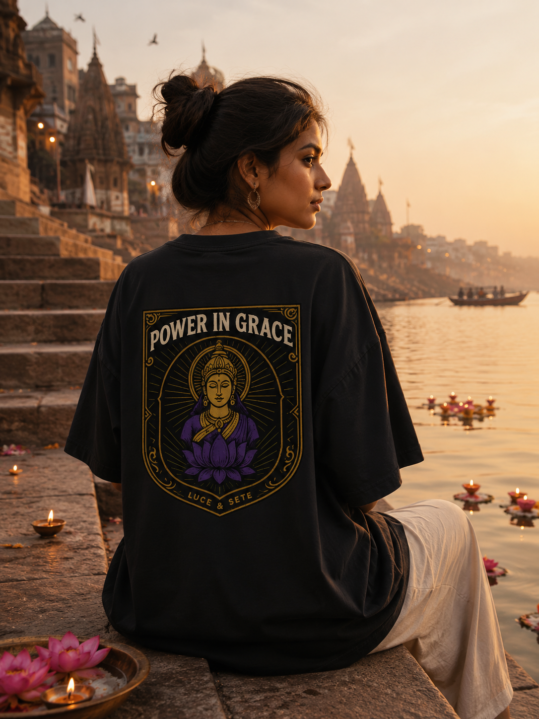 Power in Grace Oversized Graphic T-Shirt for Men & Women | Spiritual Streetwear