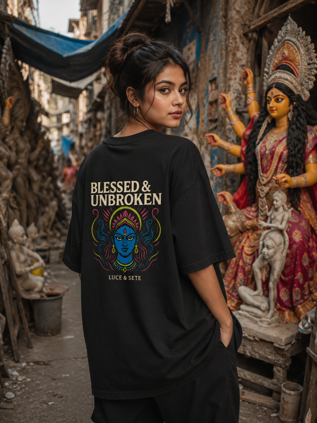 Blessed & Unbroken Oversized Graphic T-Shirt for Men & Women | Spiritual Strength Streetwear