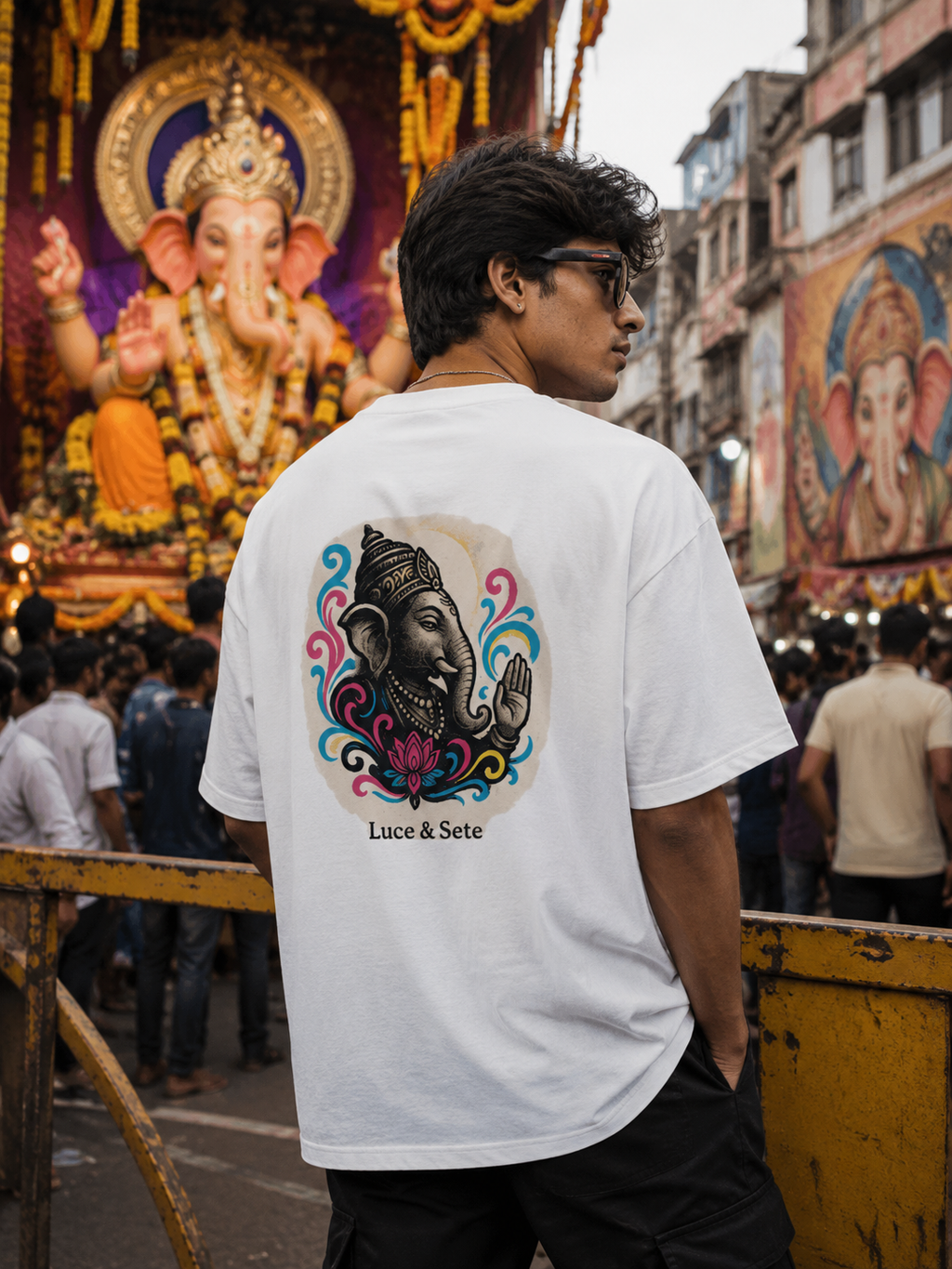 Divine Ganesha Art Oversized Graphic T-Shirt for Men & Women | Spiritual Streetwear