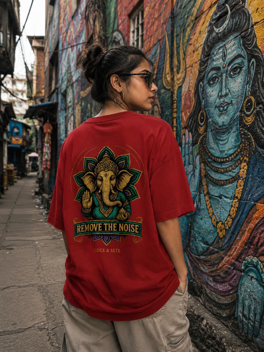 Remove The Noise Ganesha Oversized Graphic T-Shirt for Men & Women | Calm & Focus