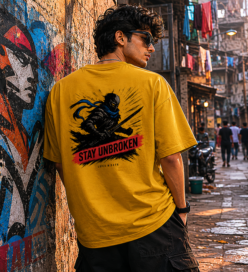 Stay Unbroken Warrior Oversized Graphic T-Shirt for Men & Women | Resilience Streetwear