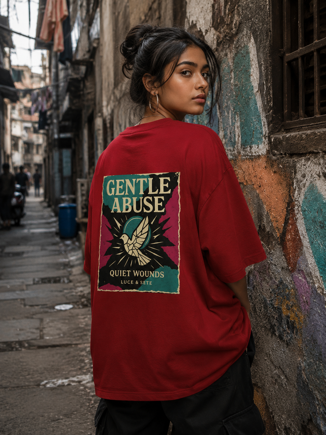 Gentle Abuse Statement Oversized Graphic T-Shirt for Men & Women | Quiet Strength Streetwear