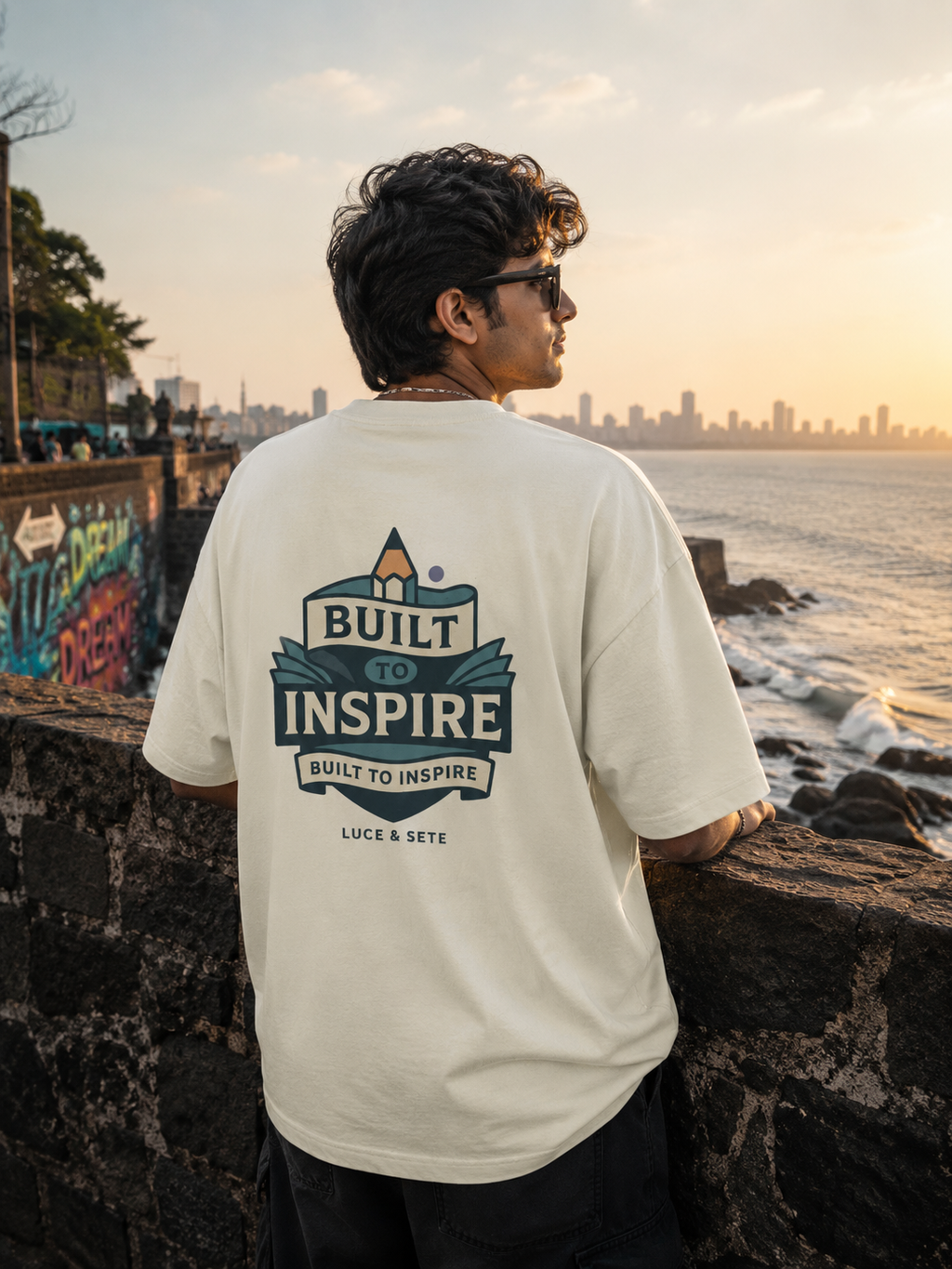 Built to Inspire Oversized Statement Graphic T-Shirt for Men & Women | Positive Vibes Apparel