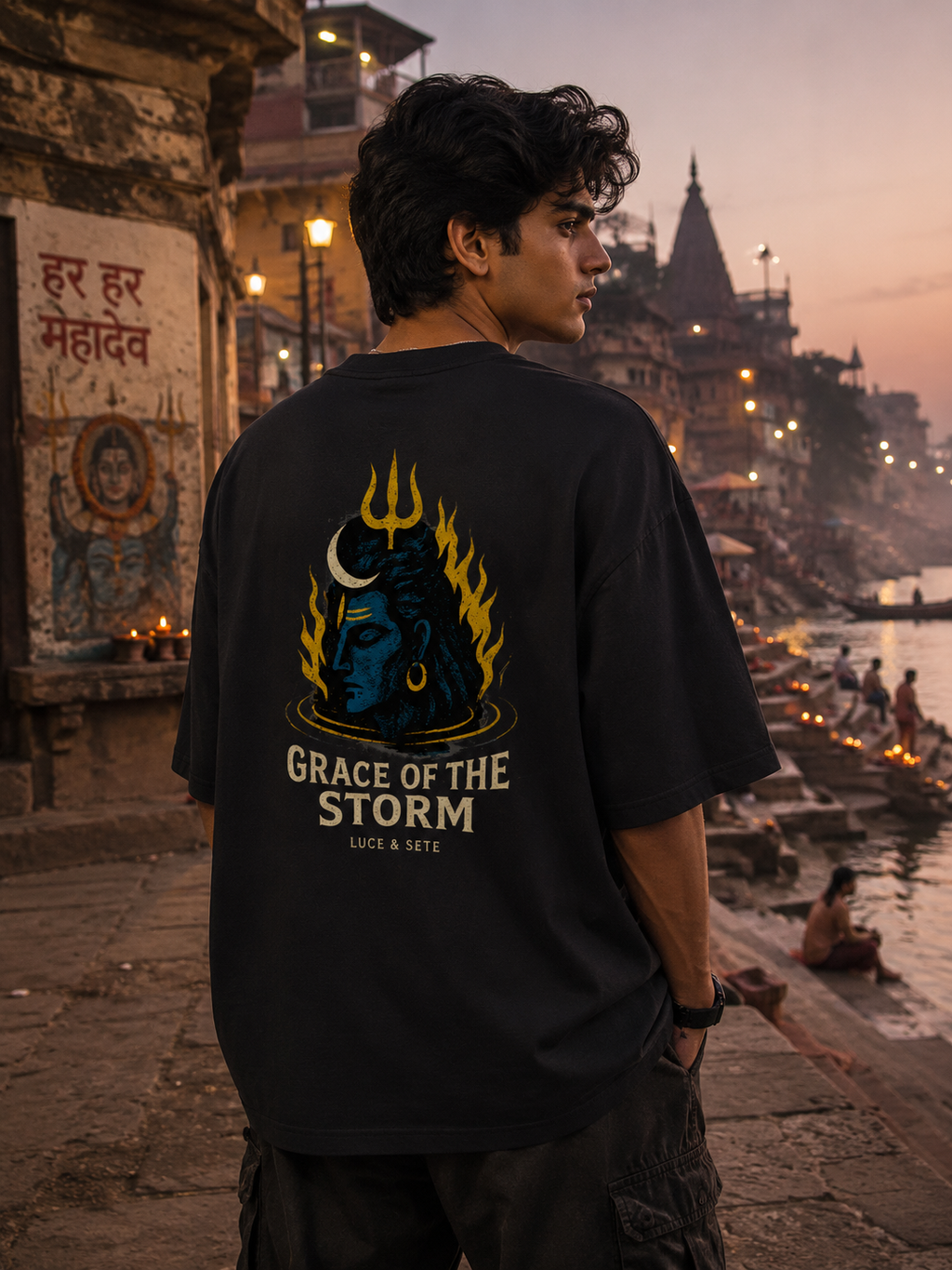 Grace of the Storm Oversized Statement Oversized Graphic T-Shirt for Men & Women | Spiritual Streetwear