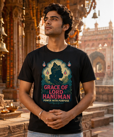 Grace of Lord Hanuman Statement Premium Graphic T-Shirt for Men & Women | Spiritual Streetwear