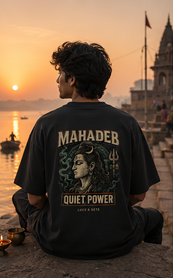 Mahadev Quiet Power Oversized Graphic T-Shirt for Men & Women | Spiritual Streetwear