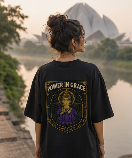 Power in Grace Oversized Graphic T-Shirt for Men & Women | Spiritual Streetwear