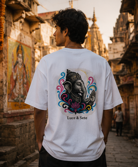 Divine Ganesha Art Oversized Graphic T-Shirt for Men & Women | Spiritual Streetwear