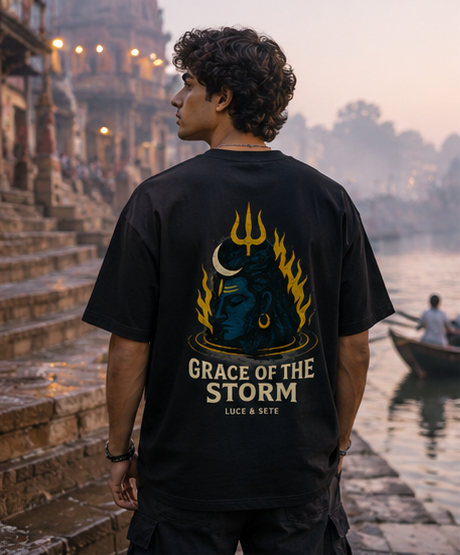 Grace of the Storm Oversized Statement Oversized Graphic T-Shirt for Men & Women | Spiritual Streetwear