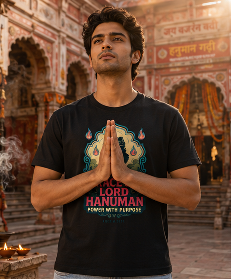 Grace of Lord Hanuman Statement Premium Graphic T-Shirt for Men & Women | Spiritual Streetwear