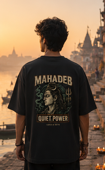 Mahadev Quiet Power Oversized Graphic T-Shirt for Men & Women | Spiritual Streetwear