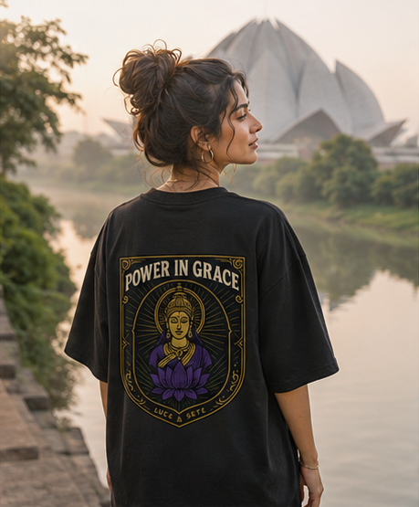 Power in Grace Oversized Graphic T-Shirt for Men & Women | Spiritual Streetwear