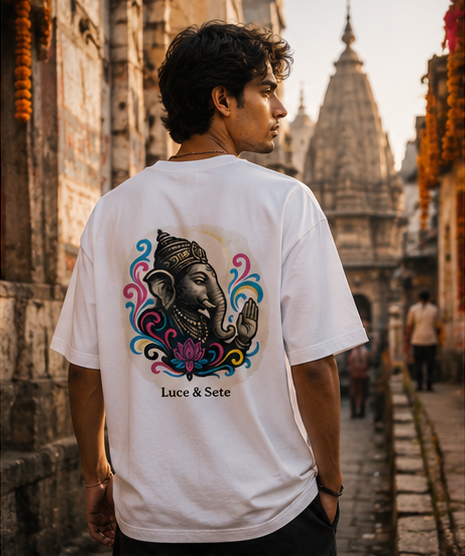 Divine Ganesha Art Oversized Graphic T-Shirt for Men & Women | Spiritual Streetwear