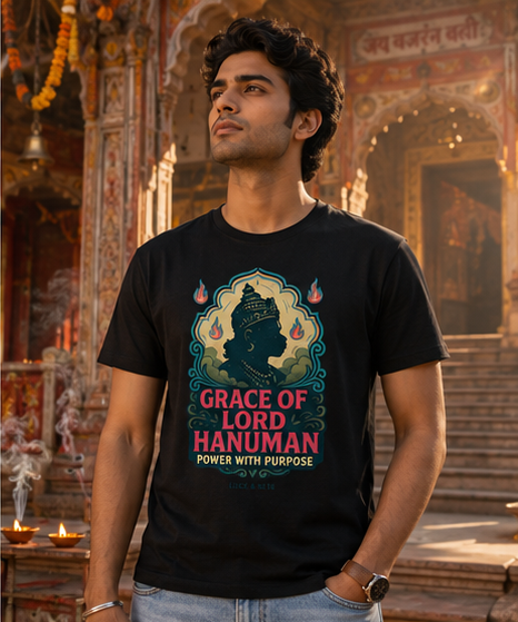 Grace of Lord Hanuman Statement Premium Graphic T-Shirt for Men & Women | Spiritual Streetwear