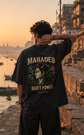 Mahadev Quiet Power Oversized Graphic T-Shirt for Men & Women | Spiritual Streetwear