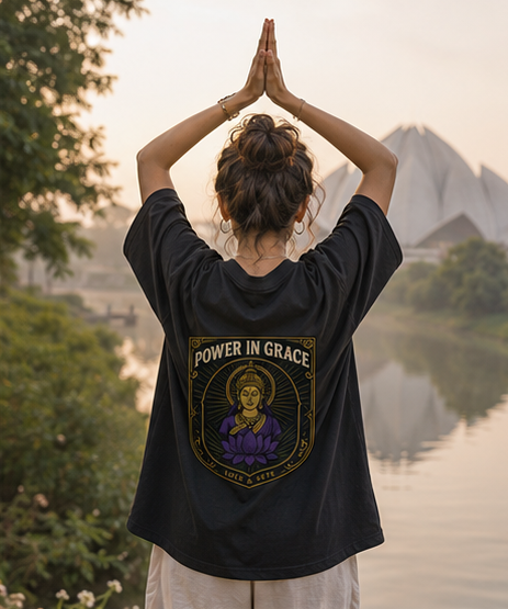 Power in Grace Oversized Graphic T-Shirt for Men & Women | Spiritual Streetwear
