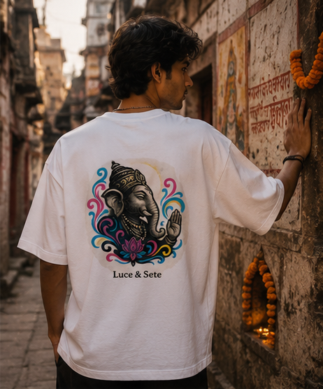 Divine Ganesha Art Oversized Graphic T-Shirt for Men & Women | Spiritual Streetwear
