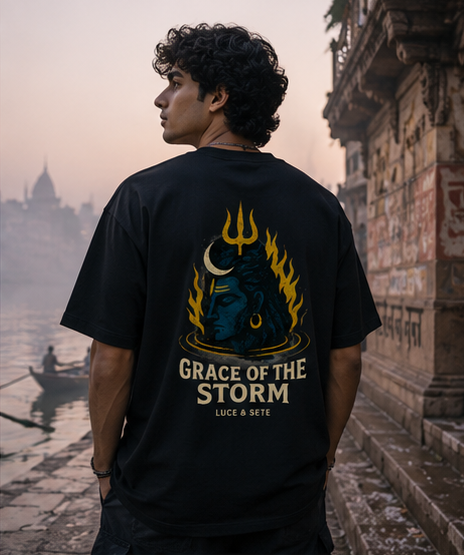Grace of the Storm Oversized Statement Oversized Graphic T-Shirt for Men & Women | Spiritual Streetwear