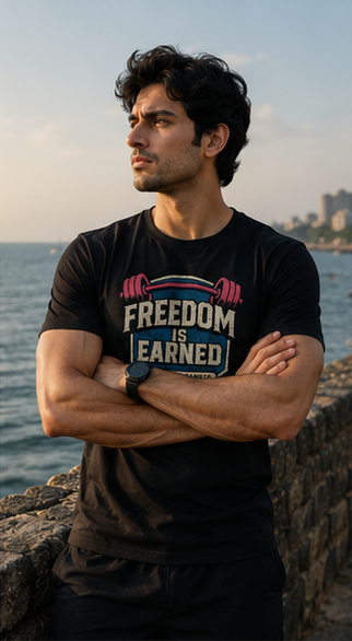 LUCE & SETE GPT mockup 4 - Freedom Is Earned Graphic T-Shirt for Men & Women | Empowerment Streetwear - mockup_001_04_row1_col4_ChatGPT Image May 28, 2026, 11_19_35 PM.png
