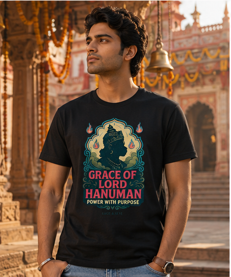 Grace of Lord Hanuman Statement Premium Graphic T-Shirt for Men & Women | Spiritual Streetwear