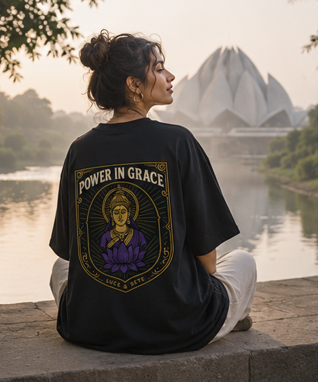 Power in Grace Oversized Graphic T-Shirt for Men & Women | Spiritual Streetwear