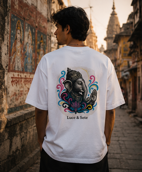 Divine Ganesha Art Oversized Graphic T-Shirt for Men & Women | Spiritual Streetwear