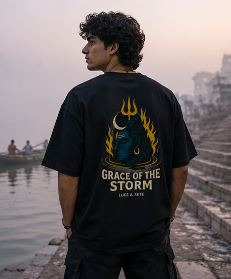 Grace of the Storm Oversized Statement Oversized Graphic T-Shirt for Men & Women | Spiritual Streetwear