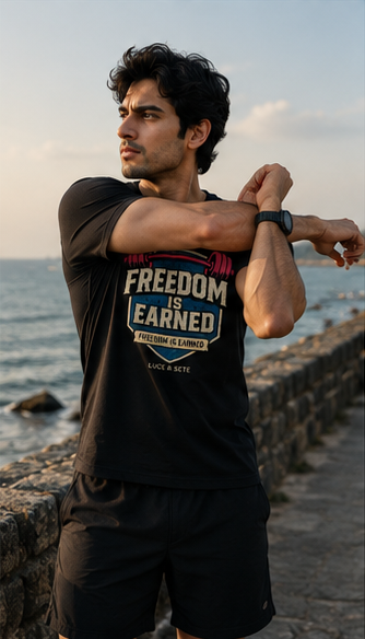 LUCE & SETE GPT mockup 6 - Freedom Is Earned Graphic T-Shirt for Men & Women | Empowerment Streetwear - mockup_001_06_row2_col2_ChatGPT Image May 28, 2026, 11_19_35 PM.png
