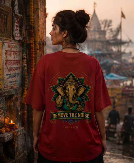 Remove The Noise Ganesha Oversized Graphic T-Shirt for Men & Women | Calm & Focus