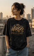 Virgo Work with a Pure Heart Acid Wash Oversized Graphic T-Shirt for Men & Women | Zodiac Streetwear