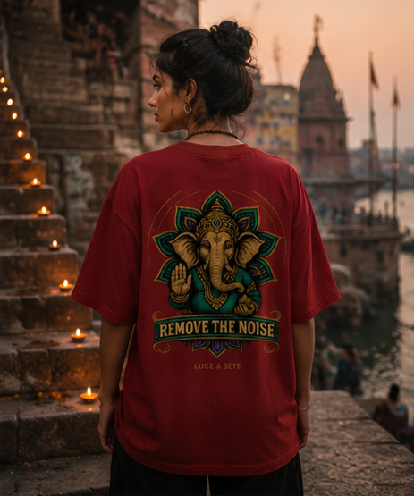 Remove The Noise Ganesha Oversized Graphic T-Shirt for Men & Women | Calm & Focus