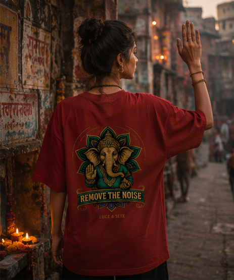 Remove The Noise Ganesha Oversized Graphic T-Shirt for Men & Women | Calm & Focus