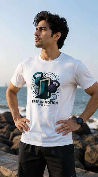 Free In Motion Premium Graphic T-Shirt for Men & Women | Active Lifestyle Streetwear