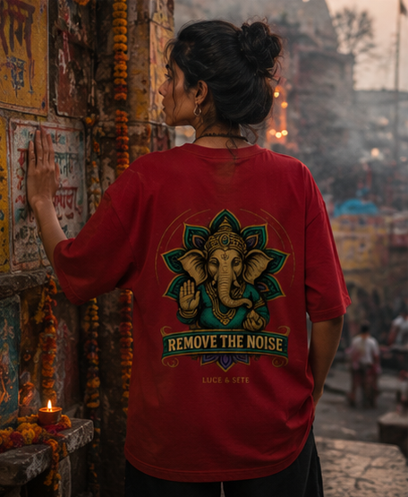 Remove The Noise Ganesha Oversized Graphic T-Shirt for Men & Women | Calm & Focus