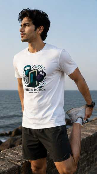 Free In Motion Premium Graphic T-Shirt for Men & Women | Active Lifestyle Streetwear